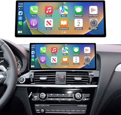 Ninetom 12,3'' pour Autoradio BMW X3 F25 et X4 F26 (2016-2017) avec système Evo, Compatible CarPlay, Android Auto, MirrorLink et Navigation, Mise à Niveau de Votre système Audio.