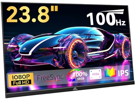 Kenowa USB-C Monitor portátil de 23,8 pulgadas FHD 1080P IPS, pantalla externa de 100 Hz, FreeSync, monitor de juegos con altavoz tipo C/HDMI para ordenador portátil/PC/teléfono/Mac/PS4