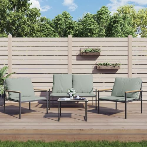 Owoxanthellate 4-TLG. Gartenlounge anthrazit 55x40x37 cm, Textilene & Stahl, wetterfestes Lounge-Set mit Kissen, Modernes Sofa für Balkon, Terrasse und Garten