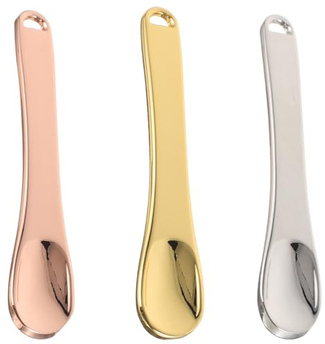 DIYEAH Espátulas Cosméticas Metálicas 3 Piezas para Crema Facial Mini Espátula de Maquillaje para Aplicación Precisa en Oro Plata y Rosa Uso en Cremas y Mascarillas
