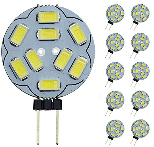Pocketmant Dimmbare G4 LED-Lampen, 20W Ersatz für Halogenlampe, DC 12V 200LM G4 LED-Lampen, 10er Pack, Kaltweiß [Energieklasse A +]