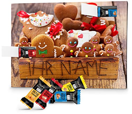 printplanet - Lindt Hello Adventskalender mit eigenem Namen und Füllung in 4 Sorten - Motiv Weihnachtsbox individuell Gestalten - 2026