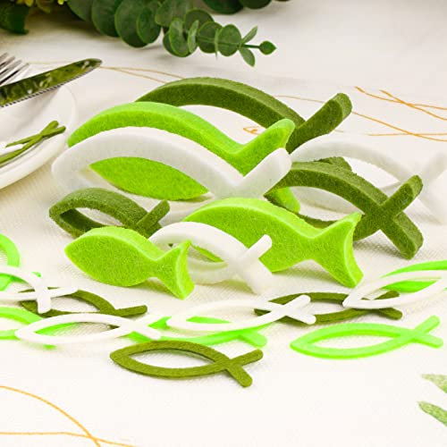 9 Pz Pesce Legno Decorazione da Tavolo 36 Pz Coriandoli Legno Ciondoli Pendenti per Bomboniere Accessori Sparsi Comunione Battesimo Cresima Nascita Orechini Fai da Te (Bianco+Verde)