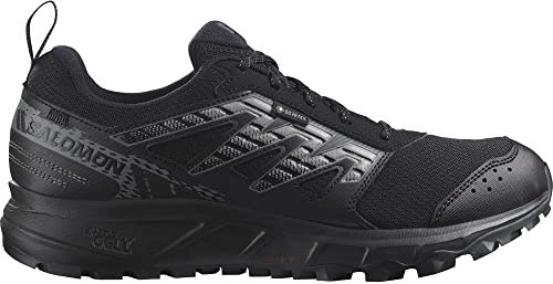 Salomon Wander Gore-Tex Wasserdichte Herren Trailrunning- und Wanderschuhe, Outdoor-bereit, Komfort durch Dämpfung, Sicherer Fußhalt, Black, 43 1/3