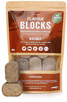 McBrikett Flavour Blocks, Räucherholz, Smokewood, Chunks, 800g, 100% Natur, extra langes Raucharoma, Whiskey