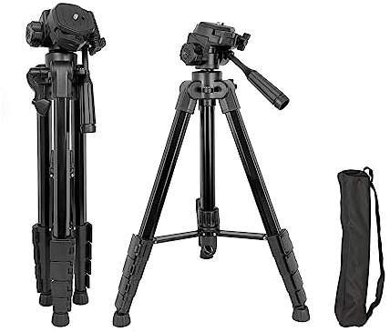 Nuroum Trépied, 45-130cm Hauteur Ajustable Support de Webcam pour C40, C46, V21, V21-AF, V403,léger et antidérapant pour trépied avec Sac et Filetage 1/4'' pour Camera/projecteur/Smartphone