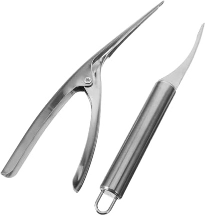MAGICLULU Squamatore per Gamberetti in Acciaio con Pinza per Pulire Gamberetti Comodo Utensile da Cucina Portatile 2pcs
