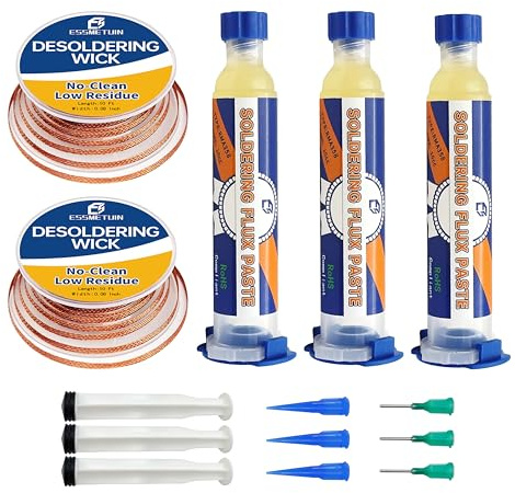 Desoldering Wick and Soldering Flux Paste for Electronics Repair, No Clean Flux, Solder Removal Kit