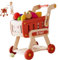 Kalastussaari Einkaufswagen für Kinder, Kinder Einkaufswagen Wagen Spielen Set 13PCs zufällig vorgetäuscht Obst- und Gemüse -Bildungsspielzeug für Lebensmittelgeschäfte, so tun Sie das Spiel, rot