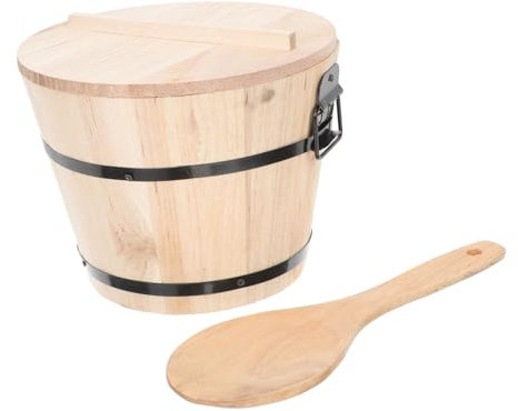 MOLUCKFU Reisaufbewahrungsbehälter Aus Holz Mit Griffdeckel Für Küche Reise Lagerung Container Dampfeimer Lebensmittelbehälter Haushalt Restaurant Kantine Kochutensilien