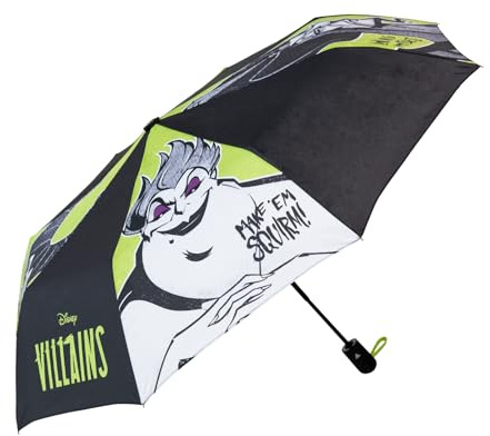 Grupo Erik - Parapluie pliant Disney Les Grands Vilains, automatique avec housse, original de poche pour enfant