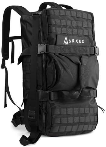 Arxus Mochila Táctica 60L, Grande Bolsa de Viaje y Deporte para Hombre Mujer, 3-en-1 Backpack Bolso de Mano Bolsos Bandolera, Aire Libre Mochila para Senderismo Trekking Camping