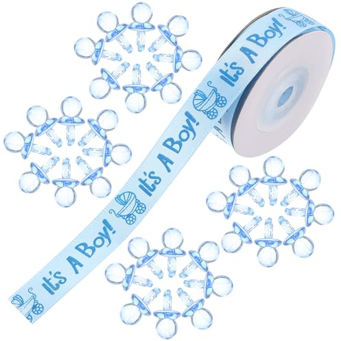 HONITANO 101pcs Shower Mini Pacifiers Set with Blue Ribbon, Acrylic Pacifier Favors for Shower Games and Birthday Party Decorations