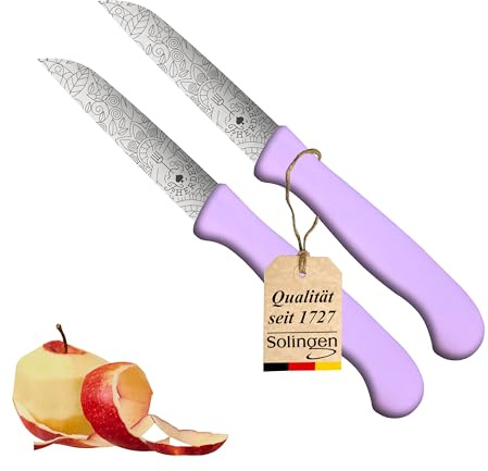 Gemüsemesser, Schälmesser Solingen, klein, 2er Set - Klingengravur, besonderes Geschenk, gemüsemesser pink/lila
