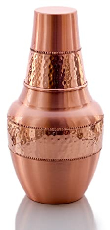 COPPAYA Pure Copper Bedside Carafe with Tumbler, 1.4L Water Jug for Home, Yoga & Ayurvedic Lifestyle, Hand-Finished Hammered Design, 47.3 fl oz