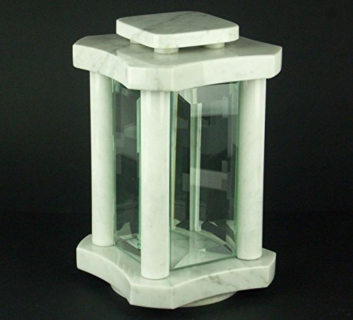 designgrab Grablampe Kristall Tempel Carrara Marmor – 25,5 cm, Handarbeit EU, edel & wetterfest