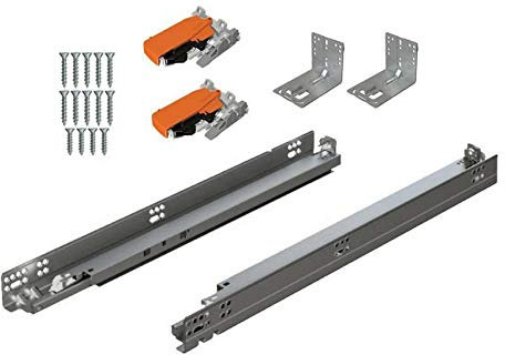 BLUM Tandem Plus BLUMOTION Schubladenschienen, komplettes Paar, mit Laufschienen 563H, Verriegelungsvorrichtungen, Halterungen hinten und Schrauben (für Rahmen oder rahmenlose Anwendung), 38,1 cm