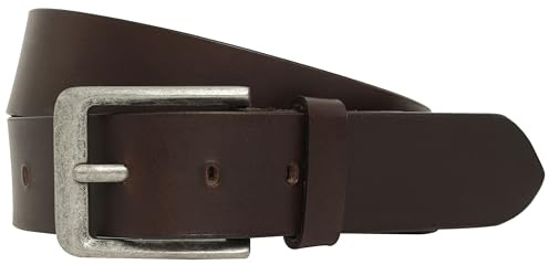 Gusti Gürtel Leder - Kara schlichter Ledergürtel mit silberner Schnalle Anzug Gürtel Herren Braun Leder (115)