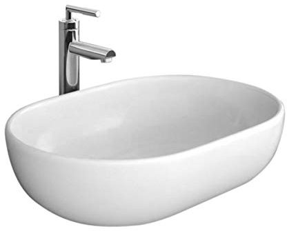 Design Keramik Oval Waschtisch Handwaschbecken Aufsatz-Waschschale 48cm x 34,5cm x 14cm FÜR BADEZIMMER GÄSTE WC Amelia 48