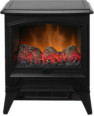 Dimplex Casper Optiflame Electric Stove, Black Freestanding Wood Burner Style Electrical Fire with LED Flame Effect, Ember Fuel Bed, 2kW Fan Heater And A Choice Of 1000 or 2000 Watt Heat Settings