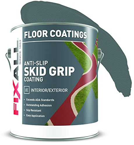 FIXALL Skid Grip Anti-Slip Coating, 1 Gallon, Slate, Exceeds ADA Standards, Ideal for Safety Areas, Slip-Resistant Pavement, Cement & Concrete Paint