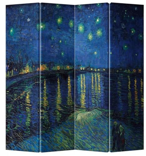 Fine Asianliving Paravent Raumteiler Spanische Wand L160xH180cm Beidseitig Trennwand Room Divider Raumtrenner Bedruckte Canvas Sichtschutz Leinwand Doppelseitig