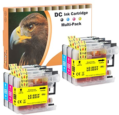 D&C 6er Set Druckerpatronen Kompatibel für Brother LC-221 LC-223 XL für Brother MFC-J5320DW MFC-J5620DW MFC-J5625DW MFC-J5720DW MFC-J680DW MFC-J880DW DCP-J562DW MFC-J4120DW MFC-J4420DW MFC-J4425DW