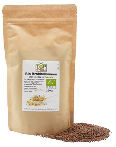 Topfruits Brokkolisamen BIO (250g, Sorte rabe aus Italien) zur Aufzucht von Brokkolisprossen mit hohem Sulforaphan Gehalt