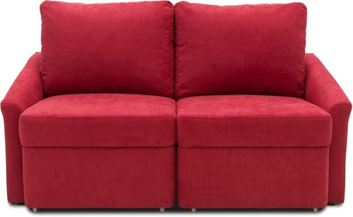DOMO. collection Sofa Relax, Schlaffunktion, rot | 2 Sitzer mit Schlaffunktion, praktisches Boxspring Sofa mit Gästebettfunktion und klassischem Design, 168x96x86 cm (BxTxH)