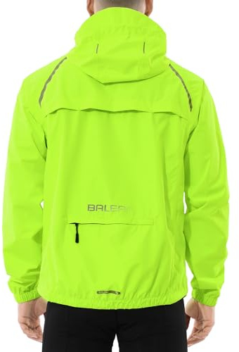 baleaf Mens Rain Jacket Waterproof Raincoat Windbreaker Running Cycling Gear Golf Jackets Hood Lightweight Reflective Yellow XL