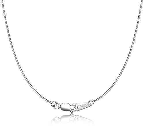 CIELTEAR 925 Sterling Silver Chain Necklace for Women 0.8mm Box Chain, Italian Necklace Chain, Super Strong & Thin & Long16/18/20/22/24 Inches