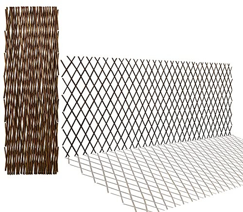 JOYSFIT Lot de 4 treillis extensibles en osier pour plantes grimpantes en plein air, clôture de jardin naturel, panneaux en treillis pour support de plantes extérieures pour vigne, lierre, rose,