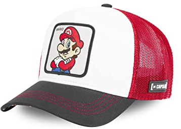 Capslab Mario 2 Trucker Keps Damer/Herrar - curved brim cap basebollkeps snapback Snapback, med skärm Vinter Höst Vår Sommar Sommar-Vinter - One Size röd