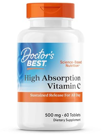 Doctor's Best, Sustained Release Vitamin C avec PureWay-C, 60 Comprimés végétaliens, Testé en Laboratoire, Sans Gluten, Sans Soja, Végétarien