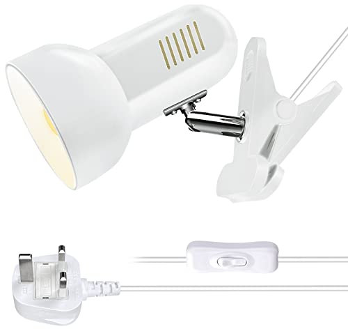 Milpoel Clip On Reading Light, Desk Lamp, E27 Bulb Holder, Clamp Lamp for Reading in Bed or Deep Focus, Sleek Lightweight Design Perfect Bed Light for Reading