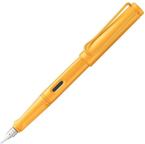 Lamy safari mango Fountain Pen with Ergonomic Grip and Polished Steel Nib in Line Width EF Robust ASA Plastic Includes Ink Cartridge T 10 Blue Right-Handed