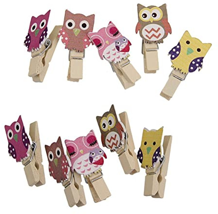 Garneck 10 Bunte Holzklammern Holz Reißnägel Reißnägel Reißnägel Eule Für Spielbevorzugungen Handwerk Wäscheklammern klammern Mini Büroklammern Eulenform Klammern