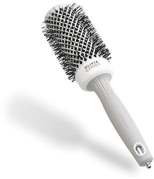 Olivia Garden Expert Blowout Shine – White & Grey - 45 - Ceramic Coated Round Brush for Smooth Blowout, Frizz-Free Hair & Radiant Shine