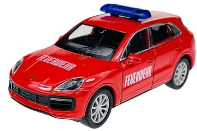 Welly Porsche Cayenne III PO536 Feuerwehr Rot 3. Generation Ab 2017 ca 1/34-1/39 Metal Modell Auto Die Cast Neu im Kasten