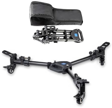 Fotopro Professional Photography Tripod Dolly, Heavy Duty with 3 Rubber Wheels, Adjustable Legs and Carry Bag, 33 lbs Capacity DP-2 Tripod Wheels for Camera Camcorder Video Lighting
