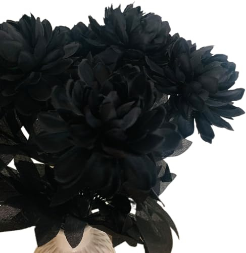 SHUYUNGE Künstliche Dahlien-Lotusblumen, fühlen sich echt an, Blumenstrauß für Hochzeit, Party, Garten, Geschäft, Zuhause, Tischdekoration, Schwarz, 10 Stück