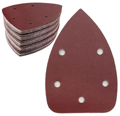 50 Stück Schleifpapier Dreieckschleifer, 180 Körnung 5-Loch Schleifpads Klett Schleifpapier Deltaschleifer Schleifblätter für Dreieckschleifer 140 x 100 mm