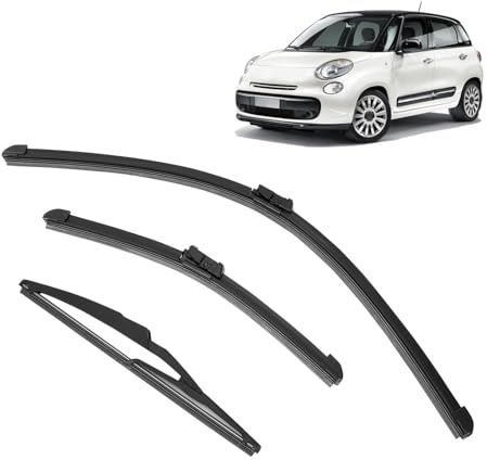 WODHMIEY Scheibenwischer Set Vorne und Hinten passend für Fiat 500 500C 500L 2009-2023 LHD, 3-teiliges Wischerblätter Set für Front- und Heckscheibe, Klare Sicht bei Regen, Einfacher Austausch