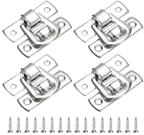 QUARKZMAN 4pz Chiusura Scatto Chiusura Scatto, 30 x 18mm Scatola Decorativa Retrò Chiusura Levetta Fibbia Metallo Chiusura Scatto Viti per Portagioie Valigia Cassetta, Argento