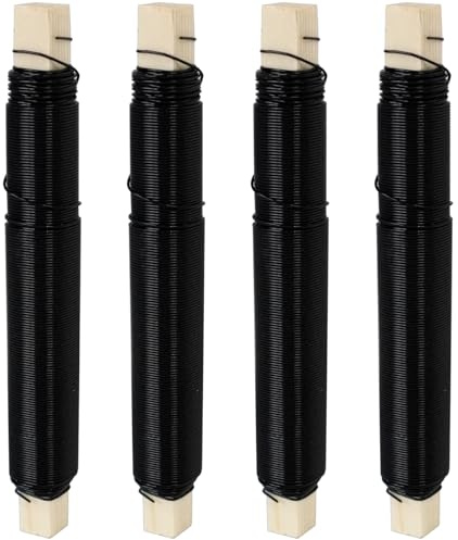 4 st set pysseltråd lindad tråd, tråd för pyssel, tjocklek 0,7 mm vardera 30 m 100 g som, stabil och mångsidig som bindningstråd för växttråd, adventskrans, trädgård, hem, kontor (svart)