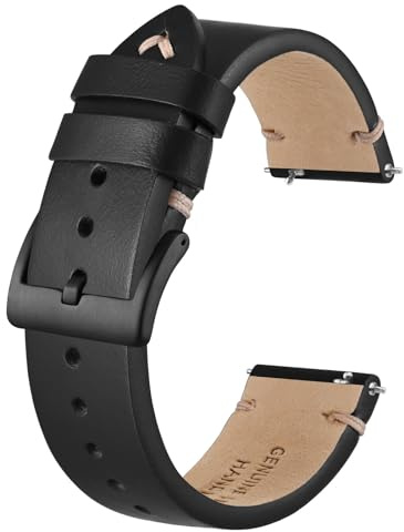 BISONSTRAP Distressed Leder Uhrenarmband, Uhren Armband für Herren, Schnellverschluss Federstege, Bandbreite 18mm 20mm 22mm