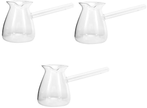 VOSAREA 3pcs Glass Milk Pitcher for Coffee Machine Creamer Jar Spout Accessory Latte Maker Espresso Cups