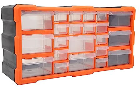 Cassettiera in plastica con 22 cassetti per attrezzi fai da te e officina, per organizzare viti e piccoli pezzi