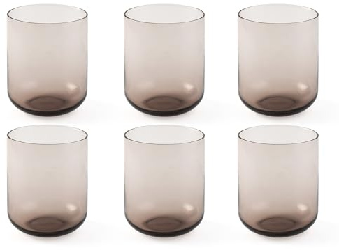 H&H, Set 6 Bicchieri, bicchieri colorati, collezione Nova, in vetro, colore vinaccia, lavabili in lavastoviglie, 34 cl