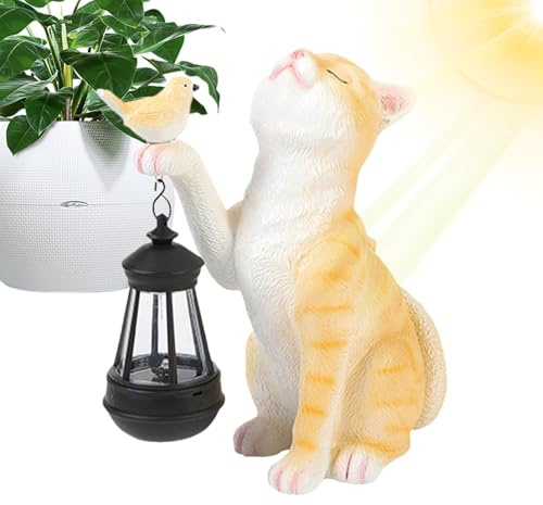 Statue de chat avec lumière du soleil - Mignon chat de jardin | Statue décorative pour Prato, statue de jardin avec lumière extérieure imperméable à l'eau, décoration pour chats pour jardin, cour